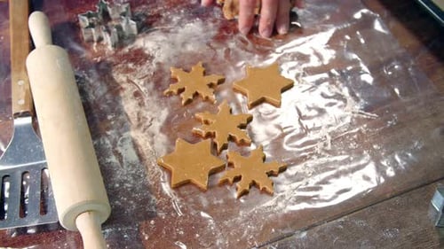 Gingerbread Cookies Being Prepared for Baking at Home