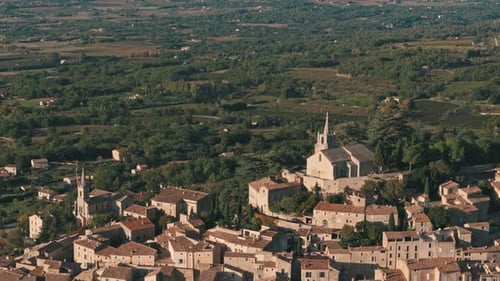Aerial View of European City Buildings and Landscape