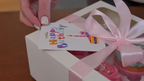 Delicious Cupcakes in a Gift Box for a Birthday
