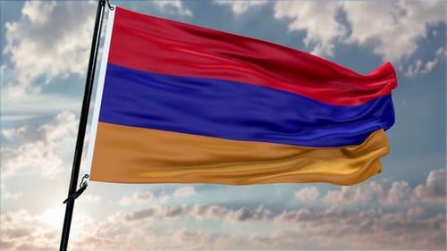 Armenian National Flag Waving in Realistic Slow Motion