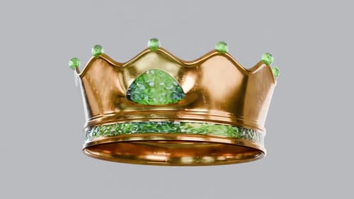 Regal Gold Crown with Emerald Gems Rotating