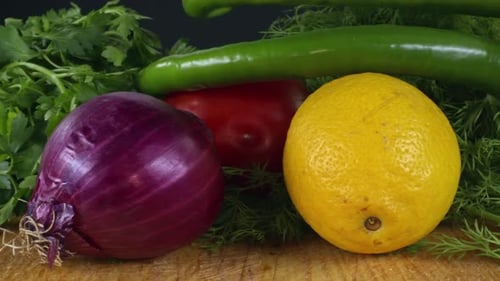 Close Up Shot Of Main Vegetable Ingredients Used In Salad Making 2