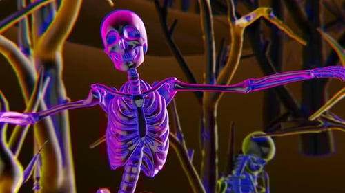Colorful Glitch Effect Dancing Skeleton Loop Animation