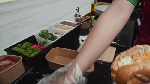 Sandwich Preparation at Food Truck