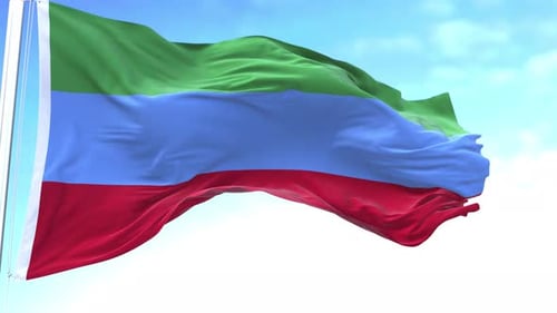 Realistic Waving Flag with Green Blue Red Stripes