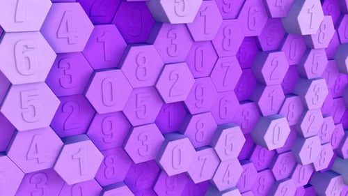 Random Number Hexagonal Grid Pattern Background Purple