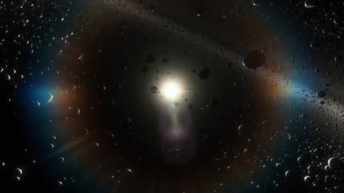 Animated Water Droplets with Bright Lens Flare Abstract Background