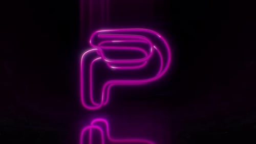 Colorful Neon Letter P Loop Animation.