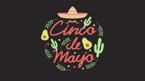 Animated Colorful Cinco de Mayo Letter on transparent background, alpha channel
