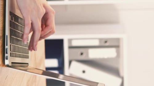 Vertical Video Computer Typing Office Job Woman