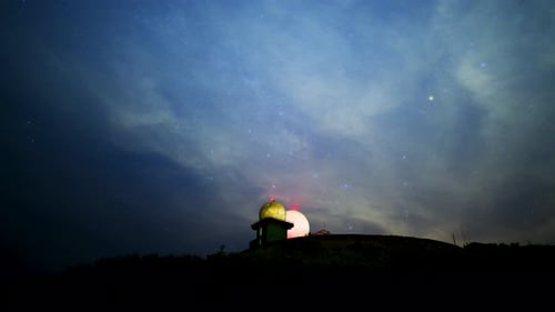 Gazing upon the Night Sky from the Summit. The radome glows mesmerizingly.