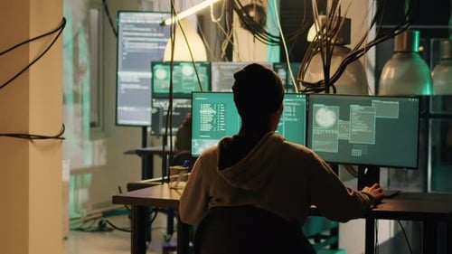 Young Hacker Exploiting Server Vulnerability and Breaking Into Firewall Encryption