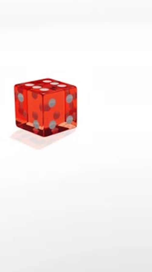 Red Transparent Die Rolling in Slow Motion