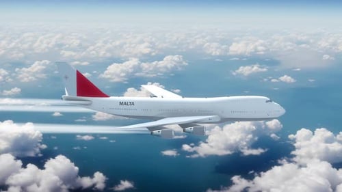Large Passenger Airplane Flying Above Clouds