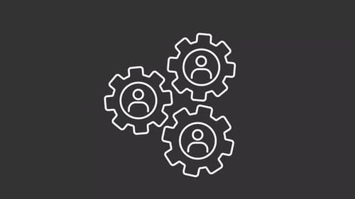 Animated Gears with People Icons for Corporate Processes