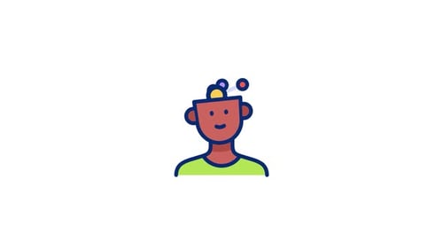 Animated Flat Design Icon for Idea Generation and Thinking