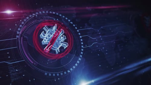 Antivirus cyber security virus detect symbol loop digital concept