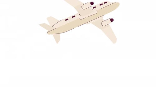 Flat Design Animated Airplane Flying