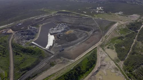 Aerial View of Landfill Surrounded by Nature