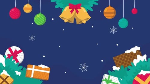 Flat Design Christmas Decorations Holiday Background Animation