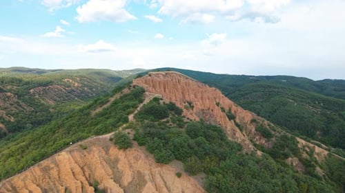Cinematic Drone Flight Over Stob Pyramids Bulgaria Natural Landscape