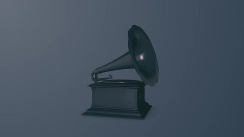 Abstract 3D Gramophone Morphing Horn Music Animation