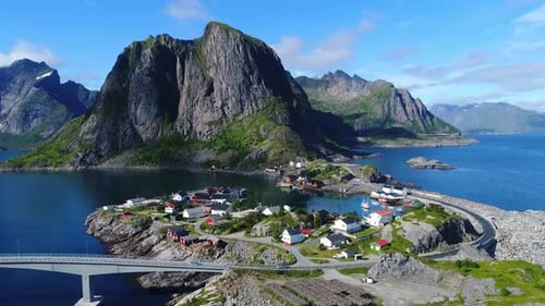 Breathtaking Aerial Footage Of Hamnoy Fishing Village And Lofoten Islands Natural Beauty