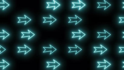 Animated Glowing Neon Blue Arrows Pattern Background