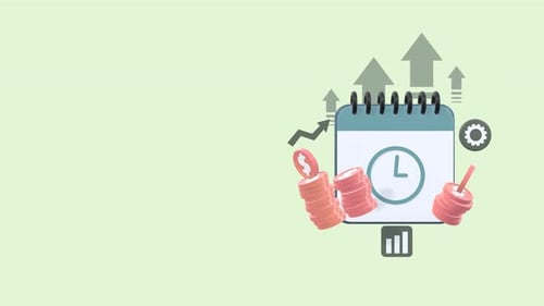 Animated Calendar With Coins And Copy Space, Representing Investment, Business And Financial Growth.