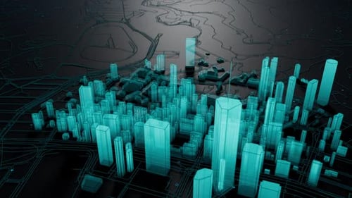 the electronic city is quickly distributed or built on the surface