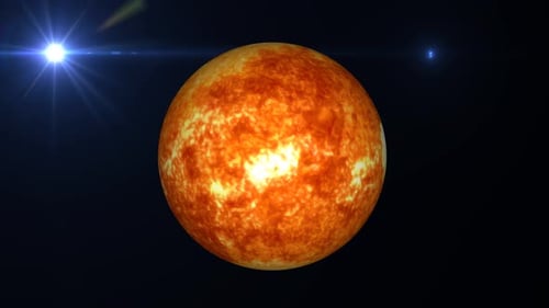 Rotating Fiery Sun Star in Dark Outer Space Loop