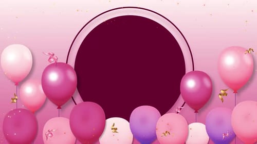 Animated Pink Balloons and Confetti Reveal for Celebrations