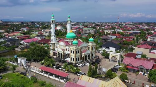 AH - Beautiful Green Mosque in a Small Town