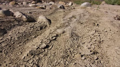 dry cracked river bed during drought