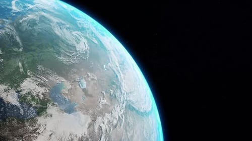 Rotating Earth View from Space with Day-Night Transition