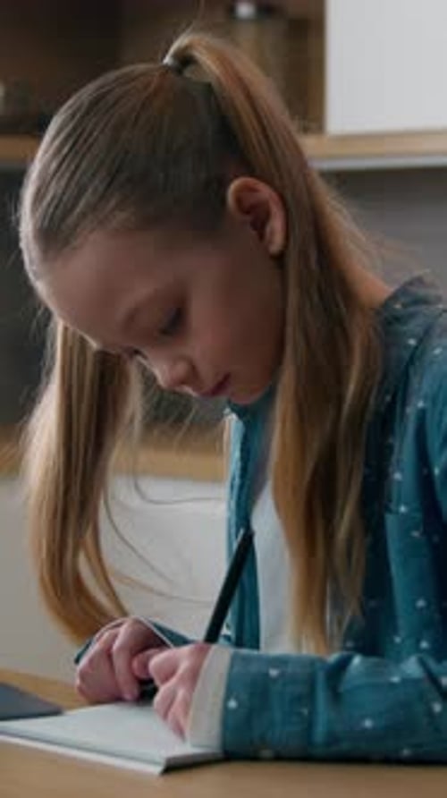 Homeschooling Distant Learning with Internet Teacher Home Quarantine Elearning Little Academy Girl