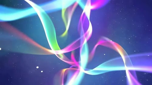 Vibrant Neon Flowing Ribbons in Cosmic Space Background