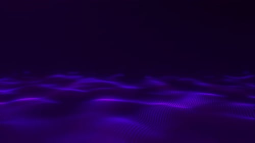 Digitale minimalistische lila leuchtende Energiewellen auf dunklem Technologiehintergrund