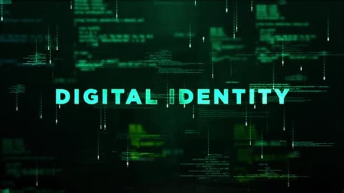 Futuristic Digital Identity Text Reveal with Binary Code Background