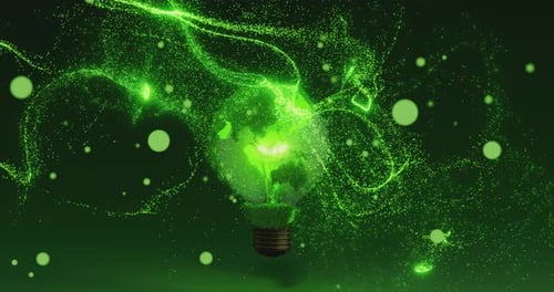 Terre en rotation sous la forme d'une ampoule lumineuse. Diffusion de particules lumineuses
.