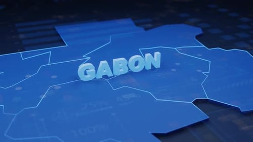 Gabon Map Futuristic Digital Background