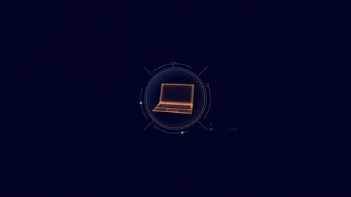 Animation de l'élément HUD d'un ordinateur portable virtuel 3D