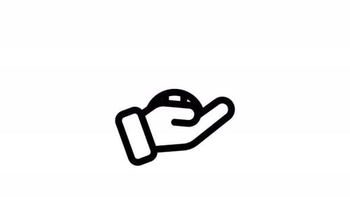 Animated Line Icon of an Open Hand Revealing Content