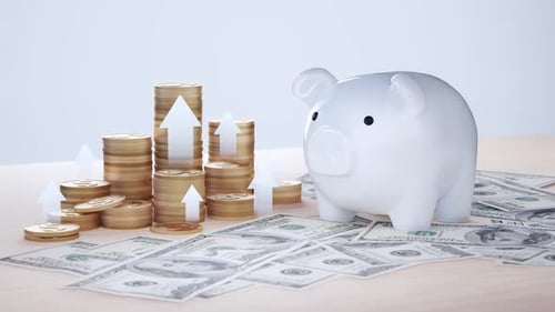 Piggy Bank and Coins Symbolizing Financial Growth