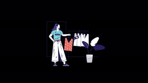 Animated Illustration: Woman Shopping for Fashion Sale