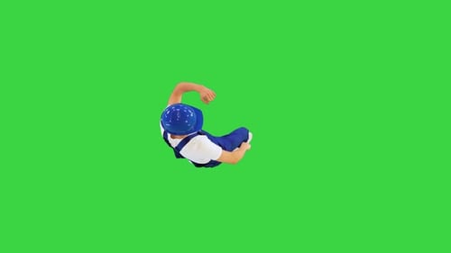Happy and Excited Construction Worker Dancing on a Green Screen Chroma Key