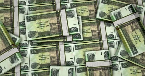 Ethiopia Birr money banknotes packs surface