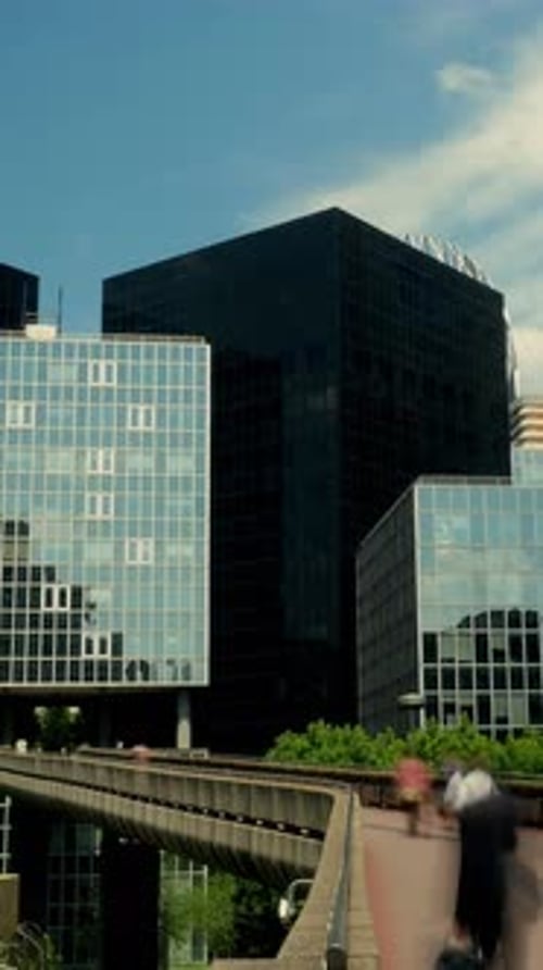 Elevated Pedestrian Walkway in Modern City
