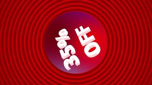 Rotating Sales Discount Text Reveal with Red Circles