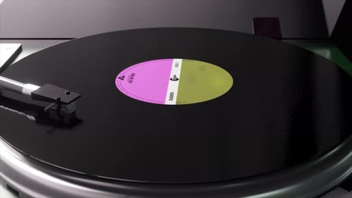 Vintage Vinyl Record Spinning Hypnotically on Turntable Creating Mesmerizing Stop Motion Animation